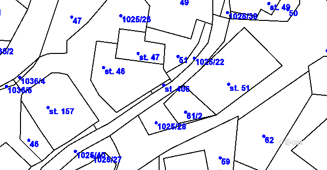 Parcela st. 406 v KÚ Prosetín u Hlinska, Katastrální mapa