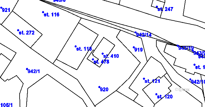 Parcela st. 410 v KÚ Prosetín u Hlinska, Katastrální mapa