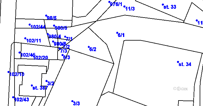 Parcela st. 6 v KÚ Prosetín u Hlinska, Katastrální mapa