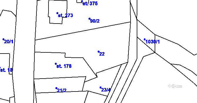 Parcela st. 22 v KÚ Prosetín u Hlinska, Katastrální mapa