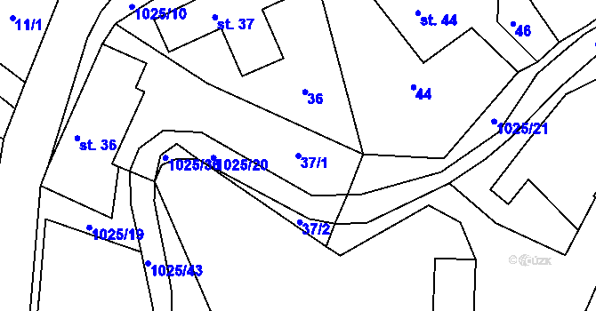 Parcela st. 37/1 v KÚ Prosetín u Hlinska, Katastrální mapa