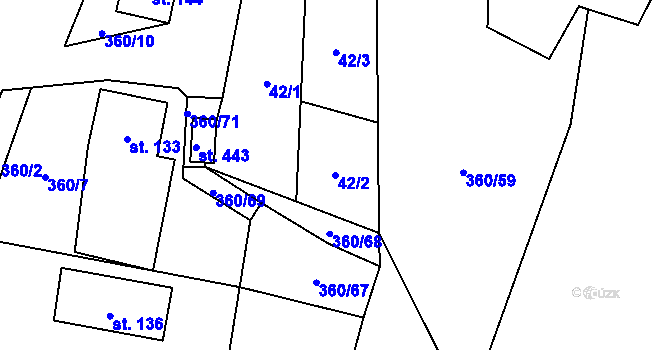 Parcela st. 42/2 v KÚ Prosetín u Hlinska, Katastrální mapa