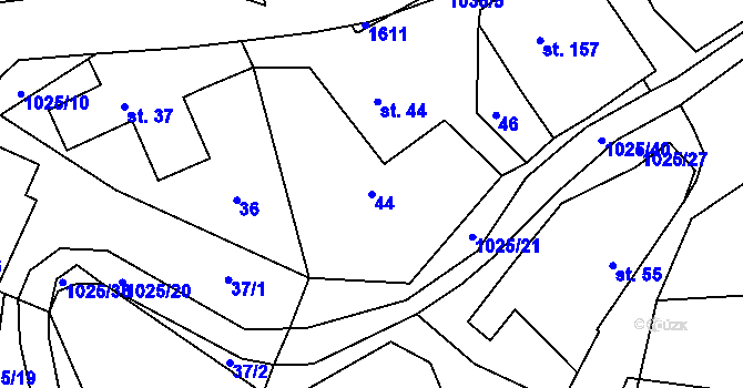 Parcela st. 44 v KÚ Prosetín u Hlinska, Katastrální mapa