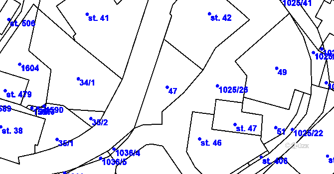 Parcela st. 47 v KÚ Prosetín u Hlinska, Katastrální mapa