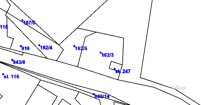 Parcela st. 162/3 v KÚ Prosetín u Hlinska, Katastrální mapa