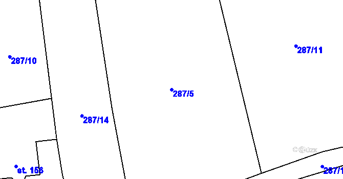 Parcela st. 287/5 v KÚ Prosetín u Hlinska, Katastrální mapa