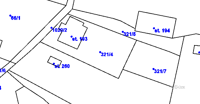Parcela st. 321/4 v KÚ Prosetín u Hlinska, Katastrální mapa