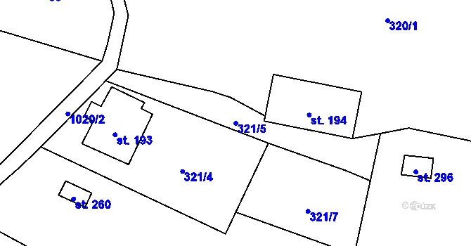 Parcela st. 321/5 v KÚ Prosetín u Hlinska, Katastrální mapa