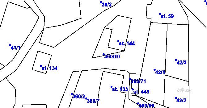 Parcela st. 360/10 v KÚ Prosetín u Hlinska, Katastrální mapa