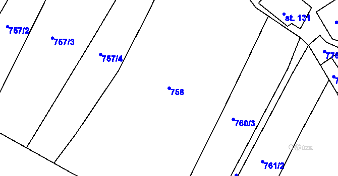 Parcela st. 758 v KÚ Prosetín u Hlinska, Katastrální mapa