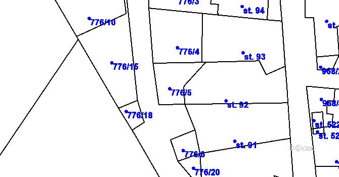 Parcela st. 776/5 v KÚ Prosetín u Hlinska, Katastrální mapa