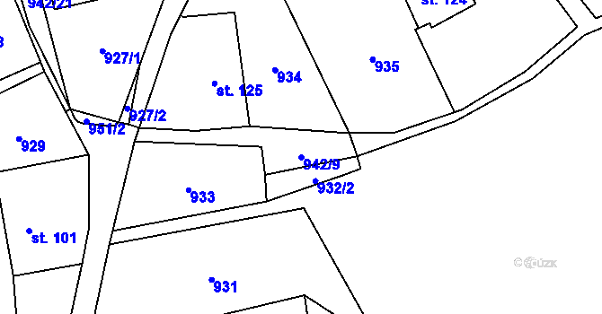 Parcela st. 942/9 v KÚ Prosetín u Hlinska, Katastrální mapa