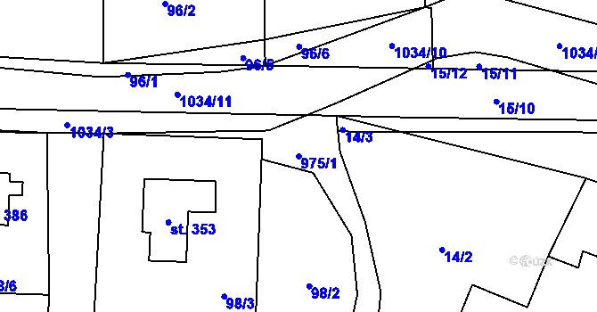 Parcela st. 975/1 v KÚ Prosetín u Hlinska, Katastrální mapa