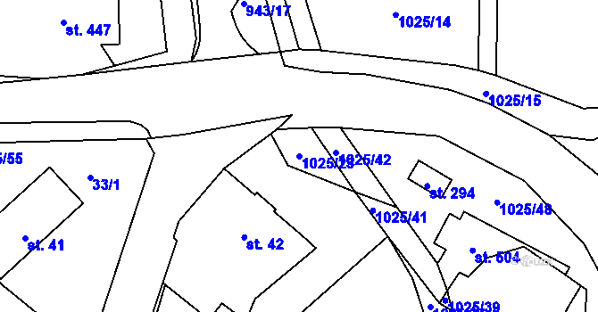 Parcela st. 1025/23 v KÚ Prosetín u Hlinska, Katastrální mapa
