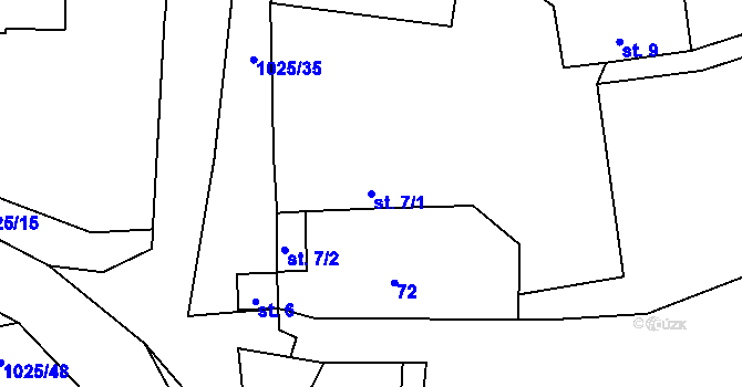 Parcela st. 7/1 v KÚ Prosetín u Hlinska, Katastrální mapa