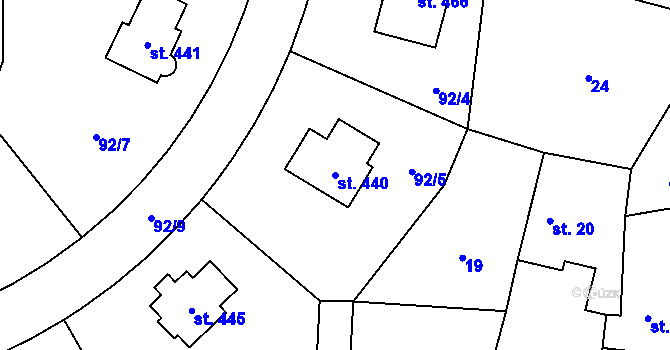 Parcela st. 440 v KÚ Prosetín u Hlinska, Katastrální mapa