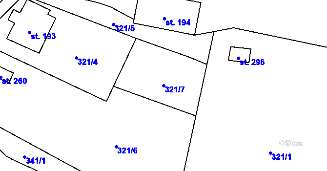 Parcela st. 321/7 v KÚ Prosetín u Hlinska, Katastrální mapa