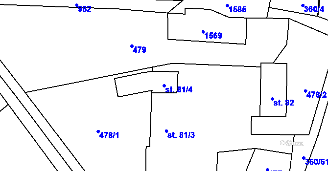 Parcela st. 81/4 v KÚ Prosetín u Hlinska, Katastrální mapa