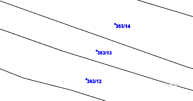 Parcela st. 363/13 v KÚ Prosetín u Hlinska, Katastrální mapa