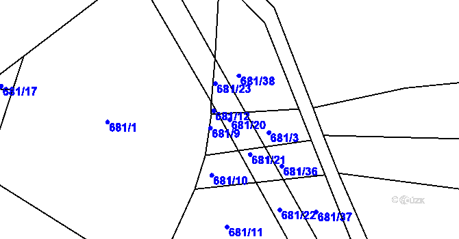 Parcela st. 681/20 v KÚ Prosetín u Hlinska, Katastrální mapa