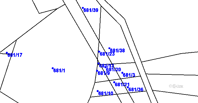 Parcela st. 681/23 v KÚ Prosetín u Hlinska, Katastrální mapa