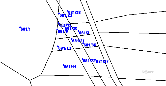 Parcela st. 681/36 v KÚ Prosetín u Hlinska, Katastrální mapa