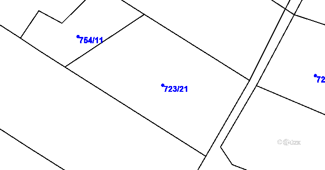 Parcela st. 723/21 v KÚ Prosetín u Hlinska, Katastrální mapa