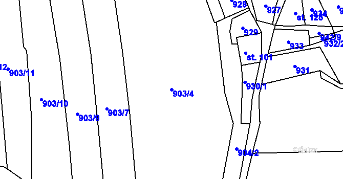 Parcela st. 903/4 v KÚ Prosetín u Hlinska, Katastrální mapa