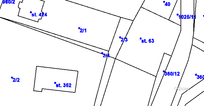 Parcela st. 2/4 v KÚ Prosetín u Hlinska, Katastrální mapa