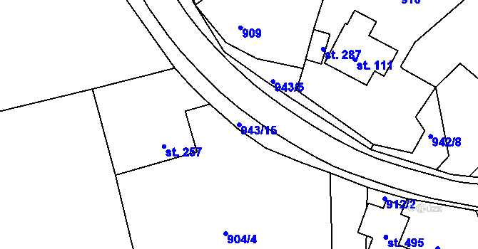 Parcela st. 943/15 v KÚ Prosetín u Hlinska, Katastrální mapa