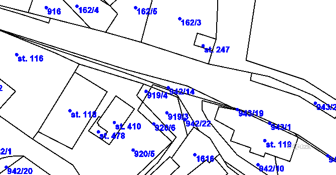 Parcela st. 942/14 v KÚ Prosetín u Hlinska, Katastrální mapa