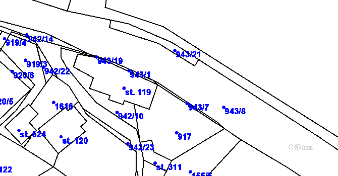 Parcela st. 943/11 v KÚ Prosetín u Hlinska, Katastrální mapa