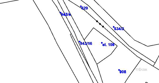 Parcela st. 943/16 v KÚ Prosetín u Hlinska, Katastrální mapa