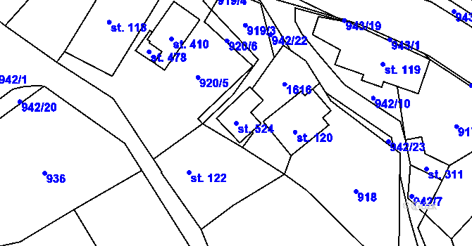 Parcela st. 524 v KÚ Prosetín u Hlinska, Katastrální mapa