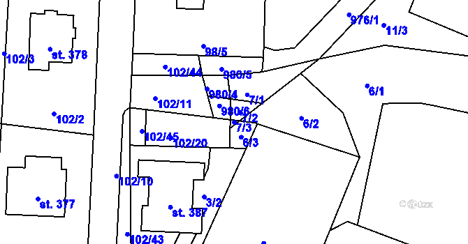 Parcela st. 7/3 v KÚ Prosetín u Hlinska, Katastrální mapa