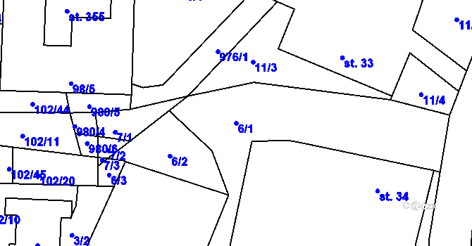 Parcela st. 6/1 v KÚ Prosetín u Hlinska, Katastrální mapa
