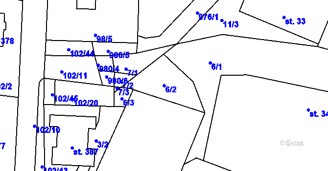 Parcela st. 6/2 v KÚ Prosetín u Hlinska, Katastrální mapa