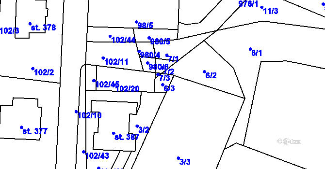 Parcela st. 6/3 v KÚ Prosetín u Hlinska, Katastrální mapa