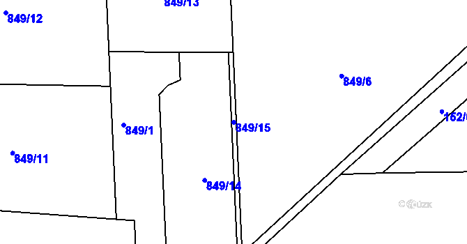 Parcela st. 849/15 v KÚ Prosetín u Hlinska, Katastrální mapa