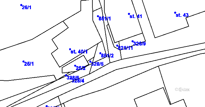 Parcela st. 851 v KÚ Brťoví, Katastrální mapa
