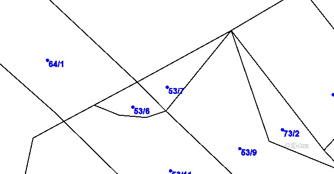 Parcela st. 53/7 v KÚ Brťoví, Katastrální mapa