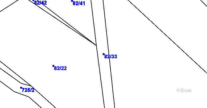 Parcela st. 82/33 v KÚ Brťoví, Katastrální mapa