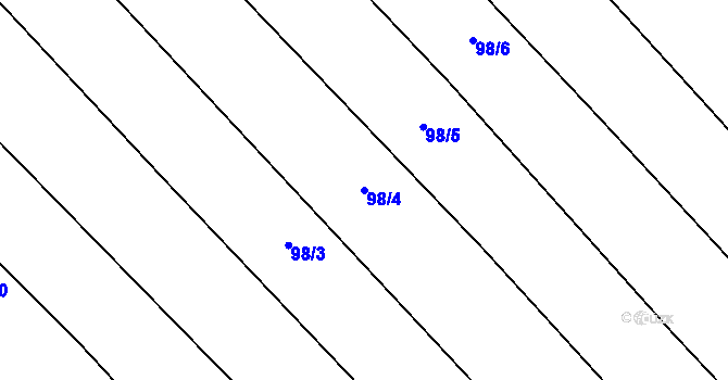 Parcela st. 98/4 v KÚ Brťoví, Katastrální mapa
