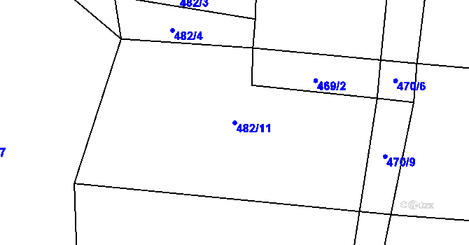 Parcela st. 482/11 v KÚ Brťoví, Katastrální mapa
