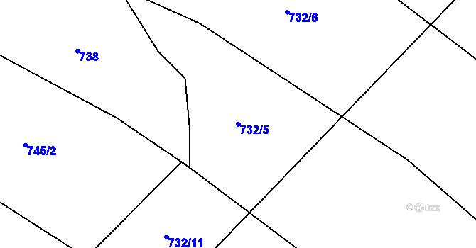 Parcela st. 732/5 v KÚ Brťoví, Katastrální mapa