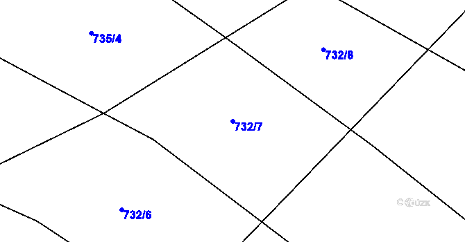 Parcela st. 732/7 v KÚ Brťoví, Katastrální mapa