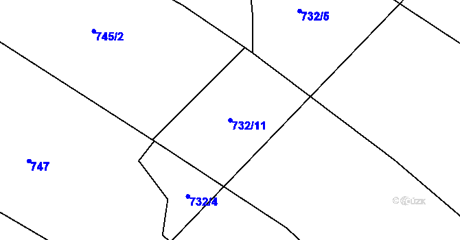Parcela st. 732/11 v KÚ Brťoví, Katastrální mapa