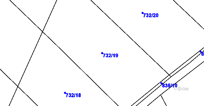 Parcela st. 732/19 v KÚ Brťoví, Katastrální mapa