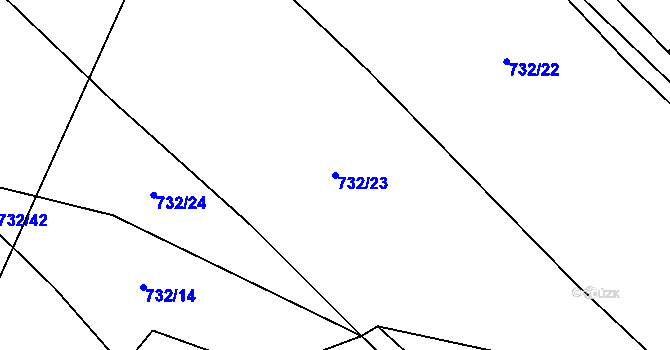Parcela st. 732/23 v KÚ Brťoví, Katastrální mapa