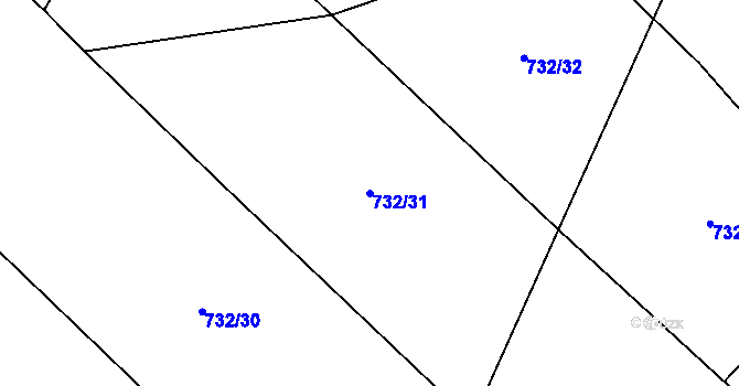 Parcela st. 732/31 v KÚ Brťoví, Katastrální mapa
